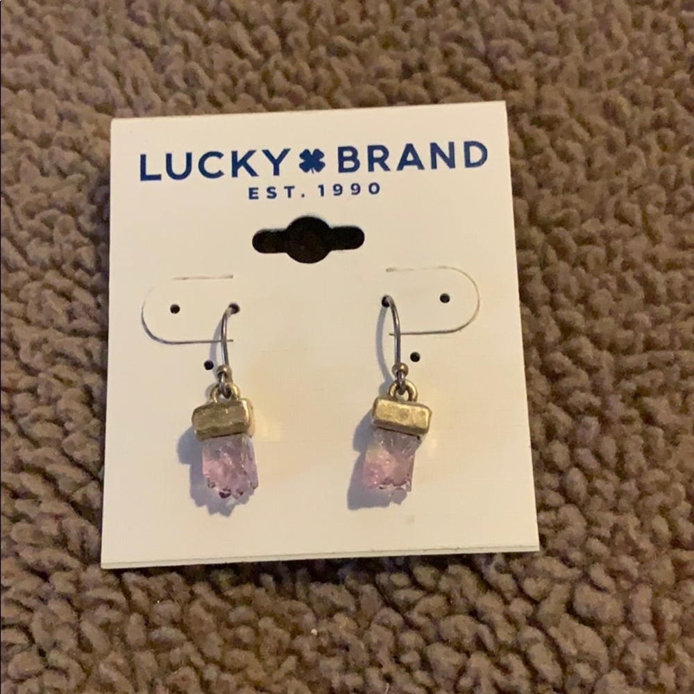 Lucky Brand brass and amethyst earrings